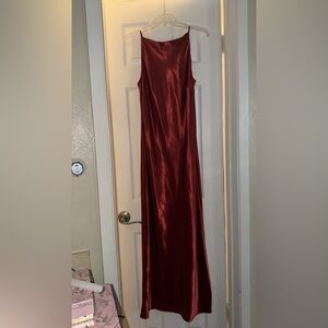H&M Deep Red Satin Maxi Dress